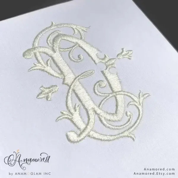 Interlocking D and E, ED or DE Embroidery Monogram Design