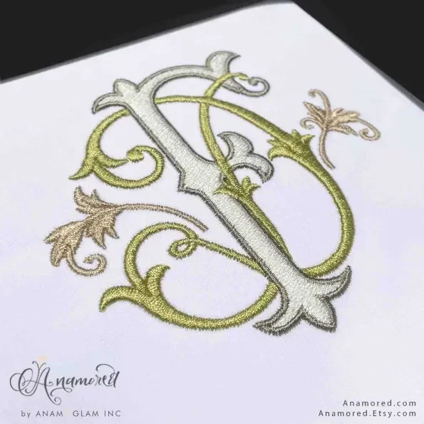Interlocking D and F Embroidery Monogram Design, DF FD