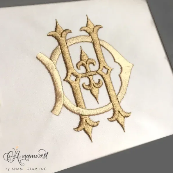 Interlocking D and H, DH, HD Embroidery Monogram Design 2
