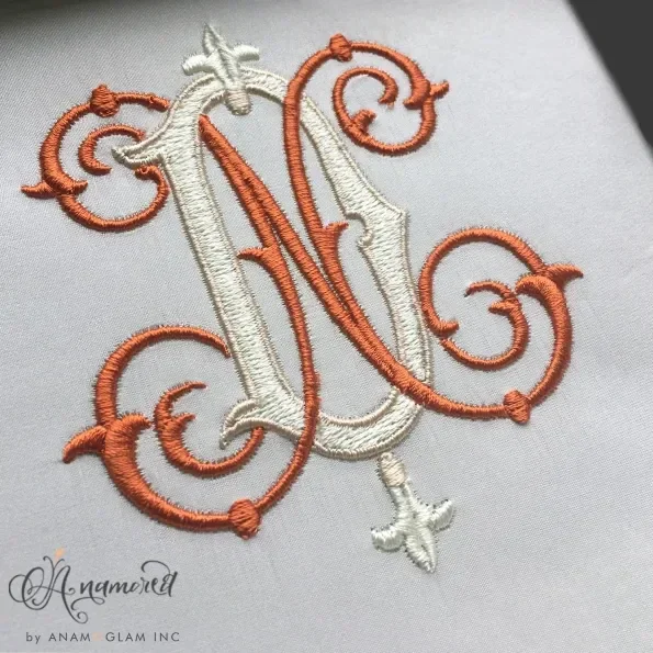 Interlocking D and N, DN ND Embroidery Monogram Design