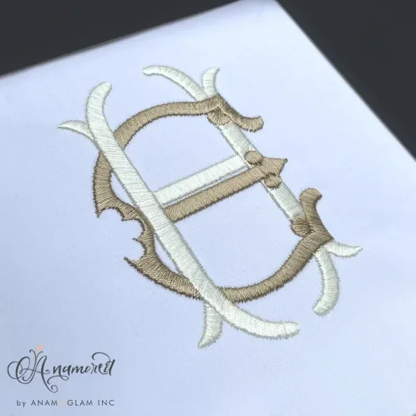 Interlocking E and H, EH or HE Embroidery Monogram Design