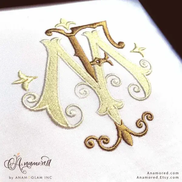 Interlocking F and M Embroidery Monogram Design, FM or MF