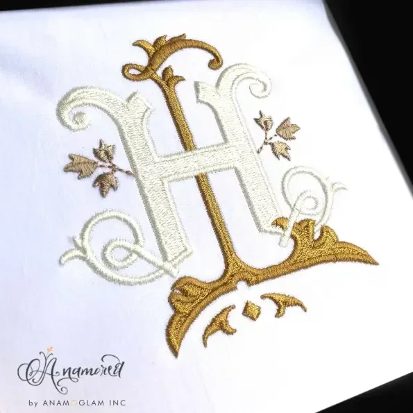 Interlocking H and L, HL, LH Embroidery Monogram