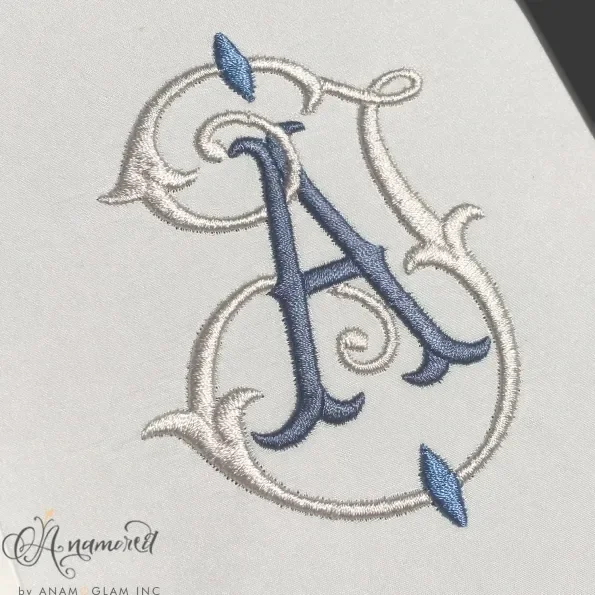 Interlocking J and A, JA AJ Embroidery Monogram Design
