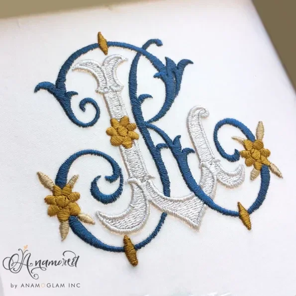 Interlocking L and R, LR RL Embroidery Monogram