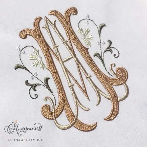 Interlocking M and A, MA AM Embroidery Monogram Design