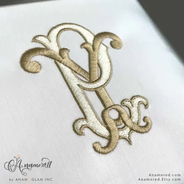 P and Y Interlocking Embroidery Monogram Design