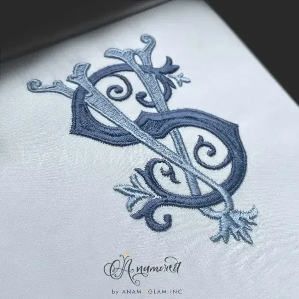 S and V, SV VS Embroidery Monogram