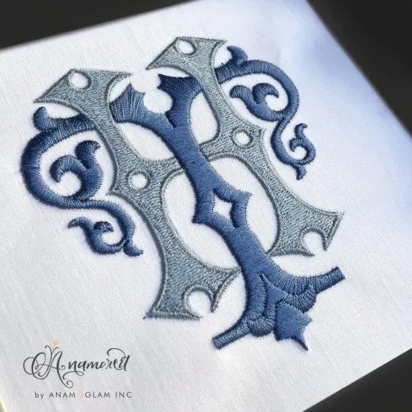 T and H Embroidery Monogram Design, TH HT