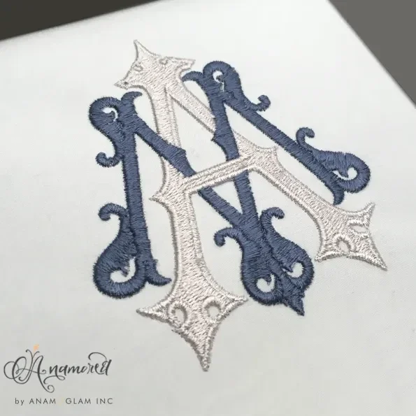 Interlocking M and A, MA AM Embroidery Monogram