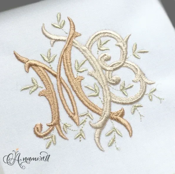 M and B, MB BM Embroidery Monogram