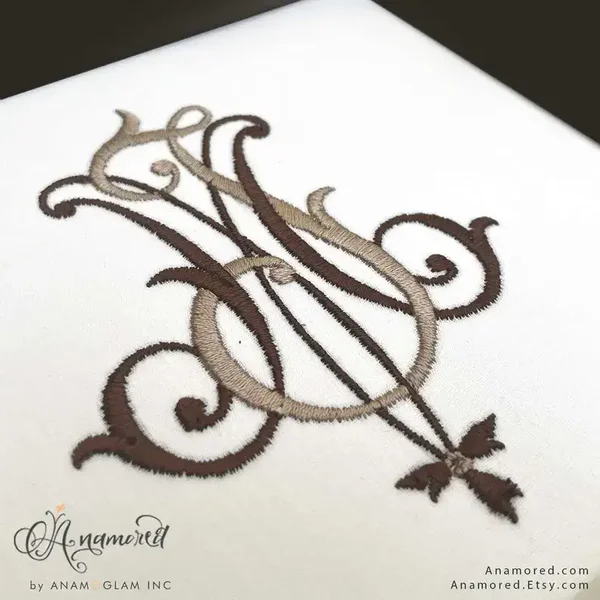 Interlocking J and M Embroidery Monogram Design. Vintage Pattern