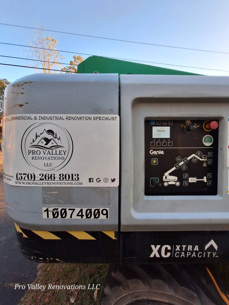 High reach work using our 86 ft straight lift in Pennsylvania - Pro Valley Renovations LLC 