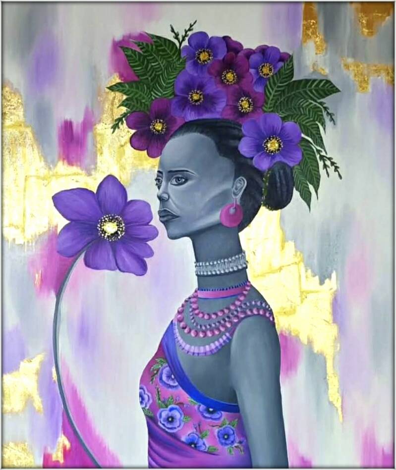 Obraz olejny "Kwiatowa Godność " 100x120