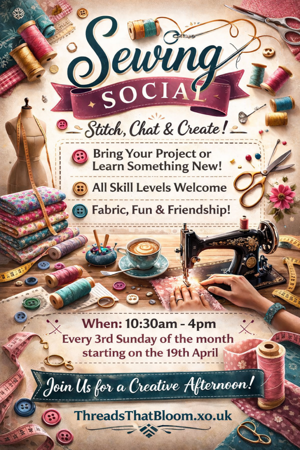 Sewing social in person 3rd Sunday of the month