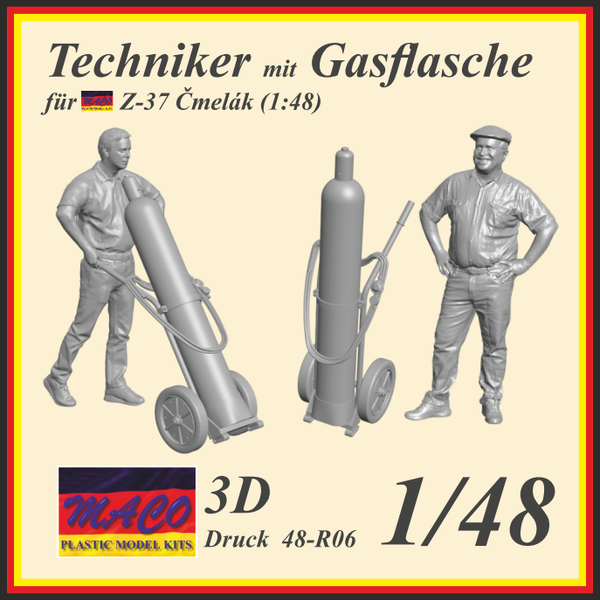 Techniker mit Gasflasche / Mechanics with gas bottle / Mechanici s plynovou lahví  Z-37 / Z-37A Čmelák (1/48)