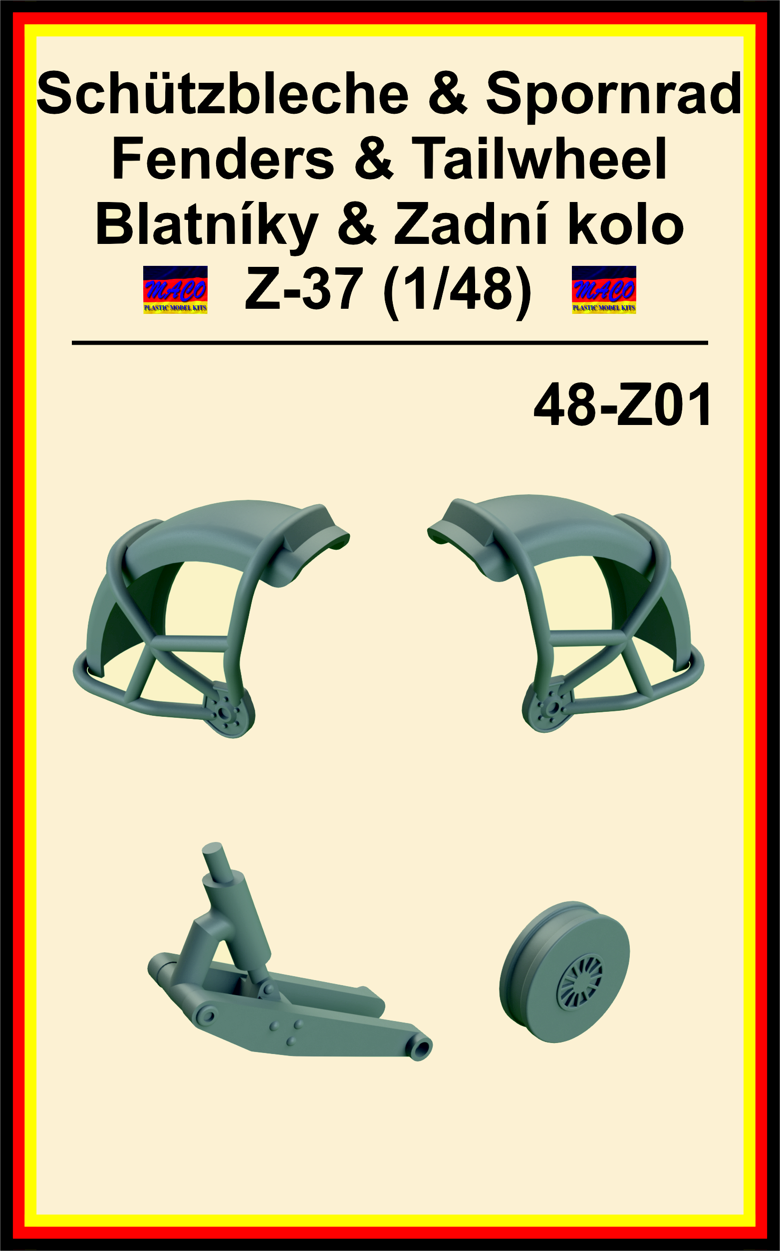 Schützbleche & Spornrad / Fenders & Tailwheel / Blatníky & Zadní kolo Z-37 / Z-37A Čmelák (1/48)