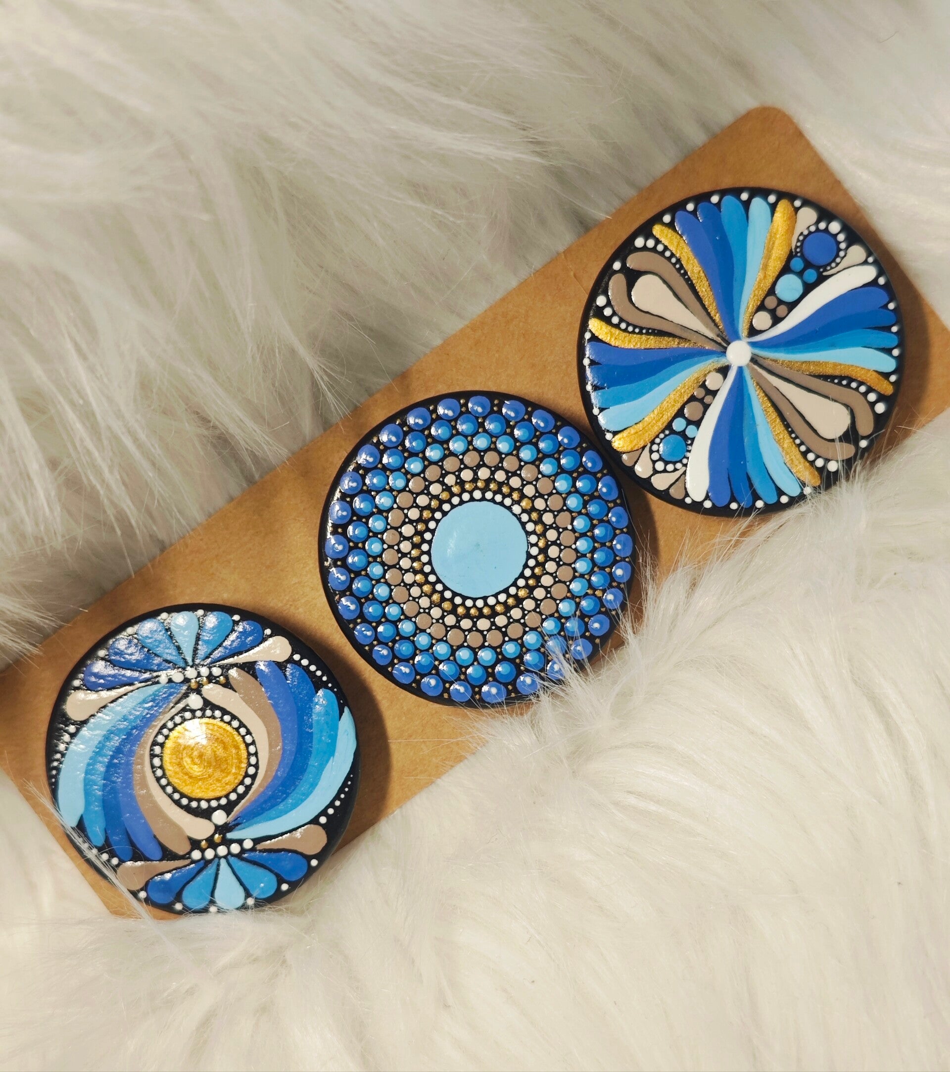 Magnete 3er Set - Blau-Gold