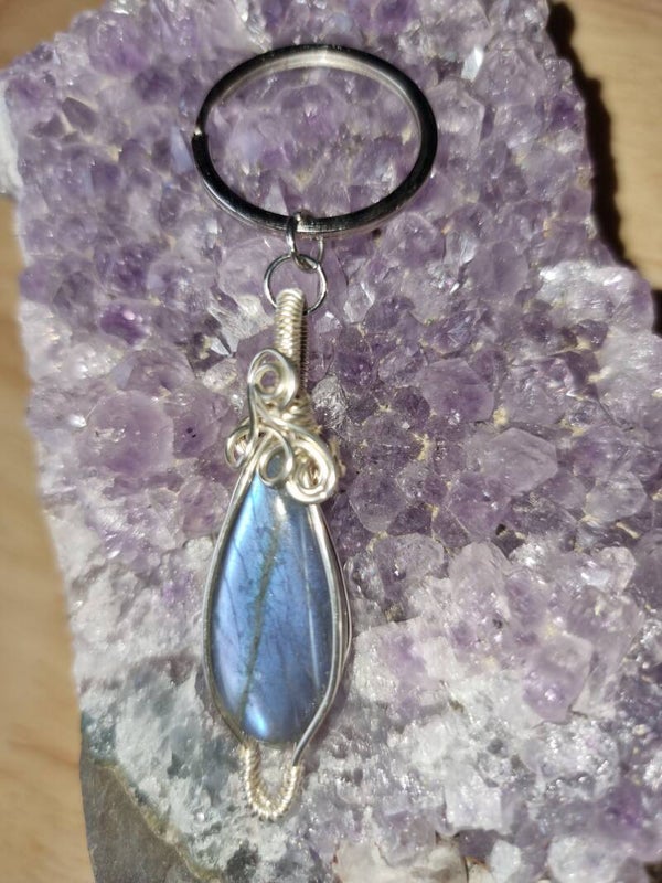 Sleutelhanger wirewrap labradoriet