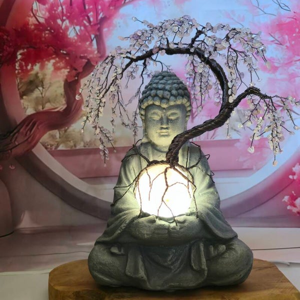 ✨ Gouden Driehoek Edelsteenboom met LED-verlichting ✨