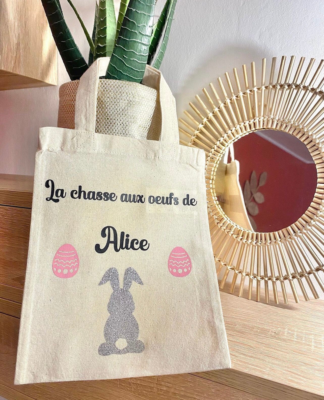Mini tote bag Pâques personnalisé