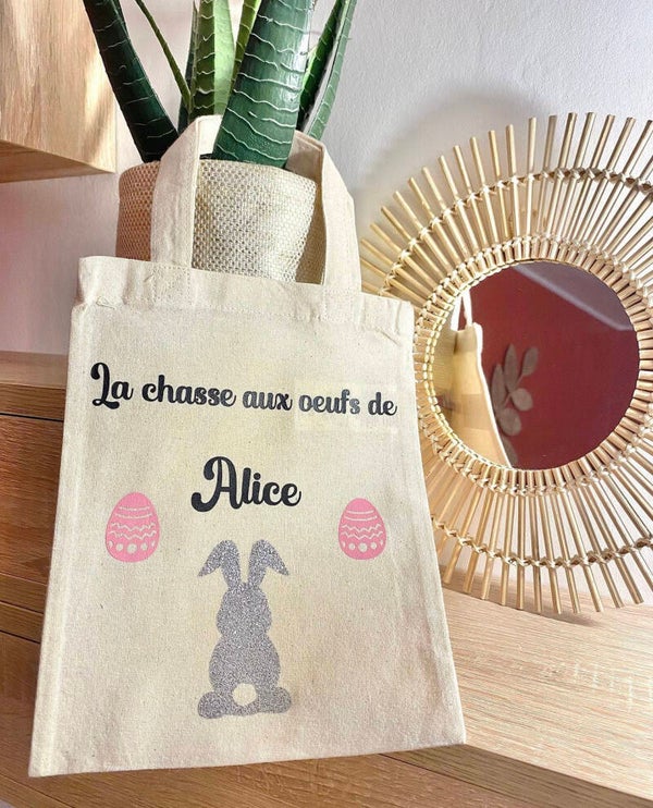 Mini tote bag Pâques personnalisé