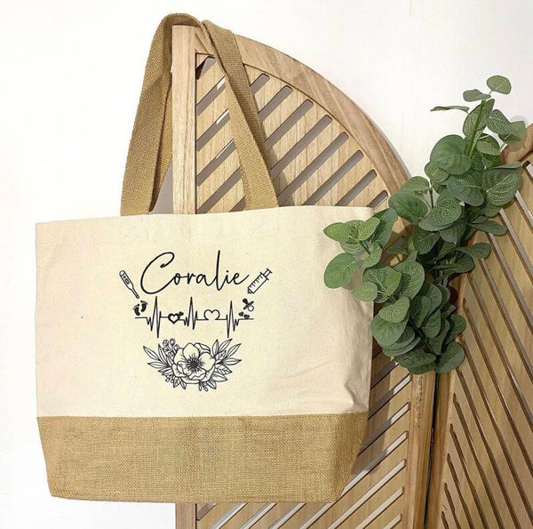 Sac modèle soignant floral personnalisé