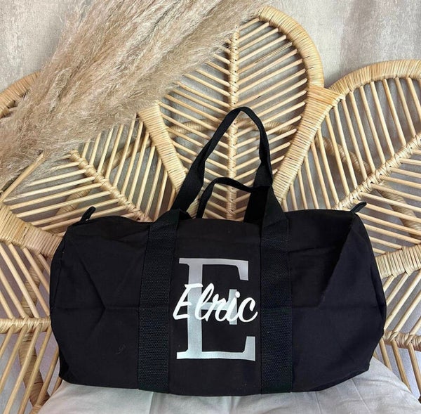 Sac polochon prénom bicolore personnalisé