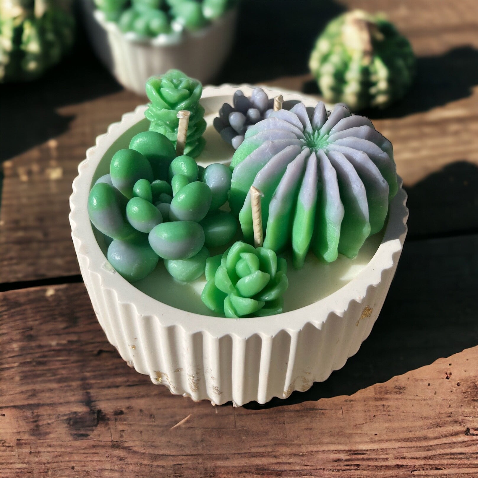 Bougie Cactus strié violet