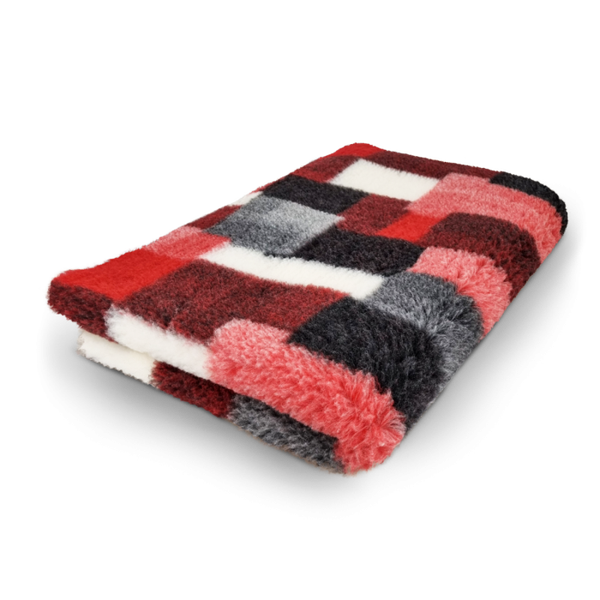 Vetbed patchwork rood, wit en zwart