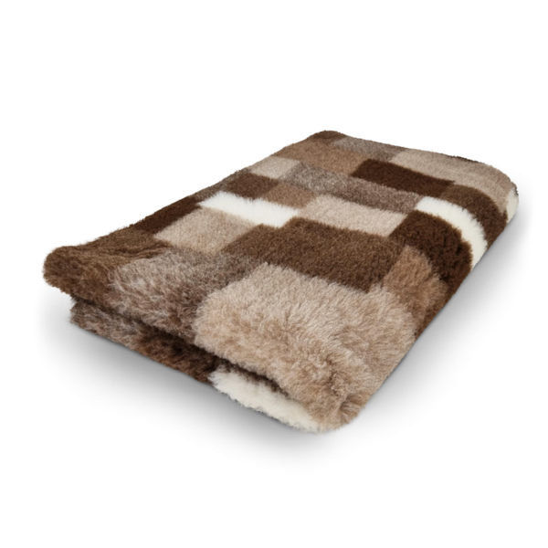 Vetbed patchwork taupe, bruin en creme