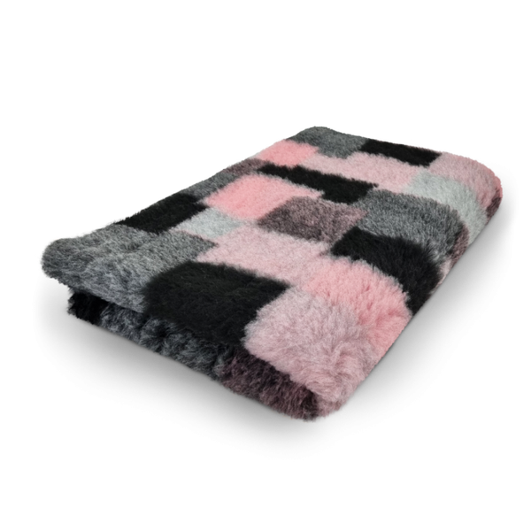 Vetbed patchwork roze, grijs en zwart