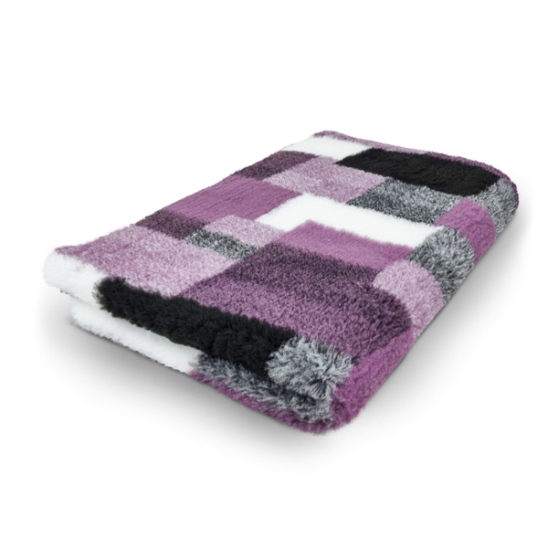 Vetbed patchwork lila, zwart en wit