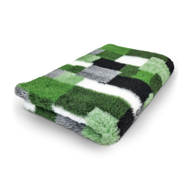 Vetbed patchwork groen, zwart en wit