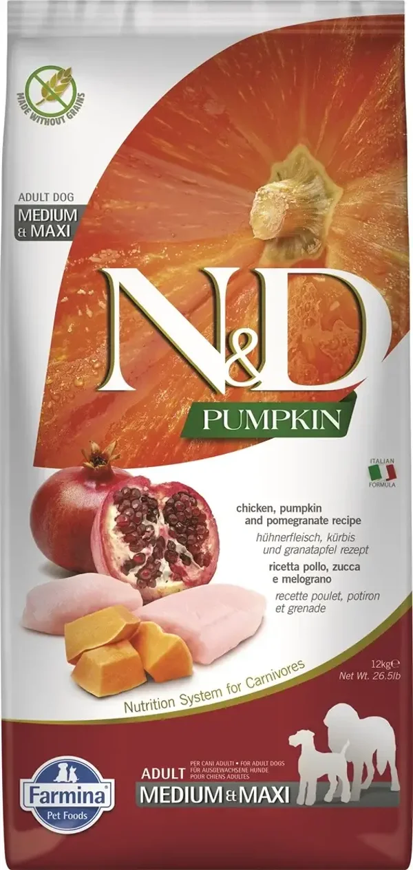 N&D kip, pompoen&granaatappel
