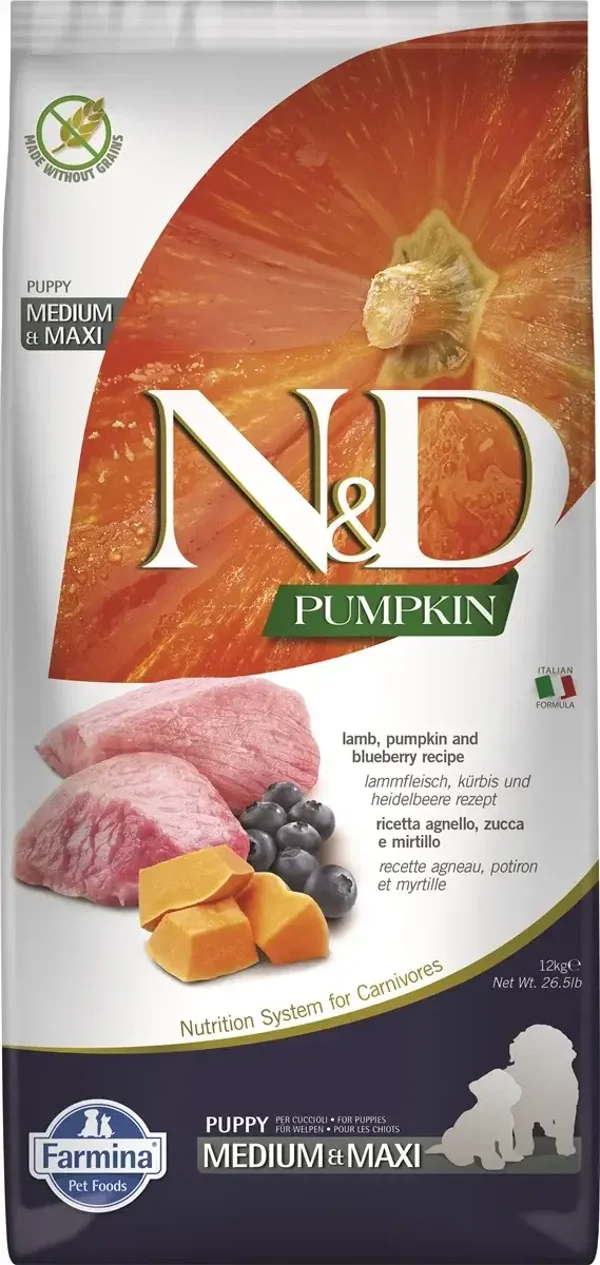 N&D pompoen, lam&bosbes puppy