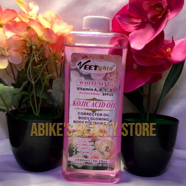 Veetgold Whitening Kojic Acid Oil Glowing Face Body Vit ABCD SPF15 1000ml