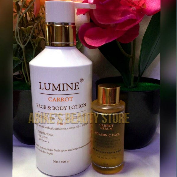 LUMINE CARROT STRONG WHITENING FACE & BODY LOTION + SERUM.