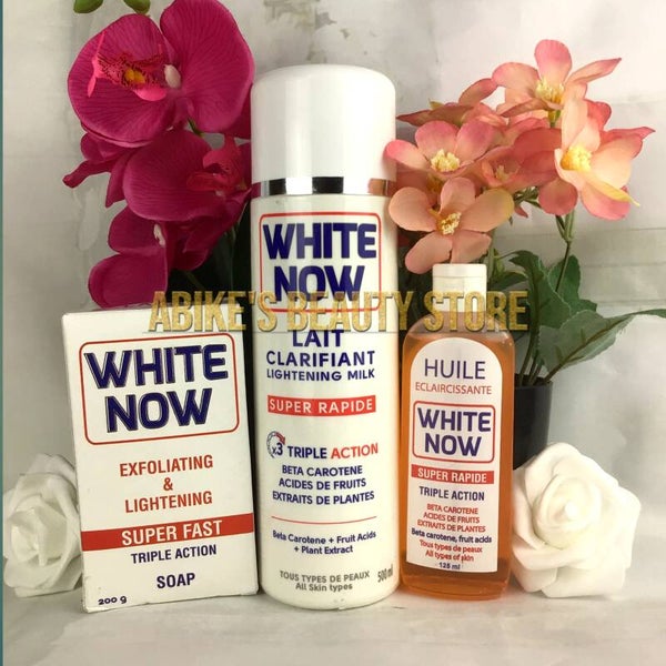 White Now Lait Clarificant Triple Action Whitening Lotion, White Now Oil, & Soap