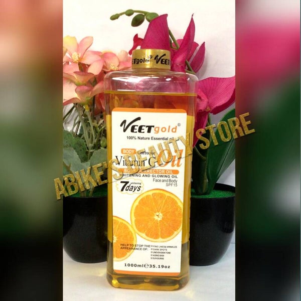 VEETGOLD VITAMIN C FACE & BODY CORRECTOR 7 DAYS WHITENING AND GLOWING OIL 1000ML