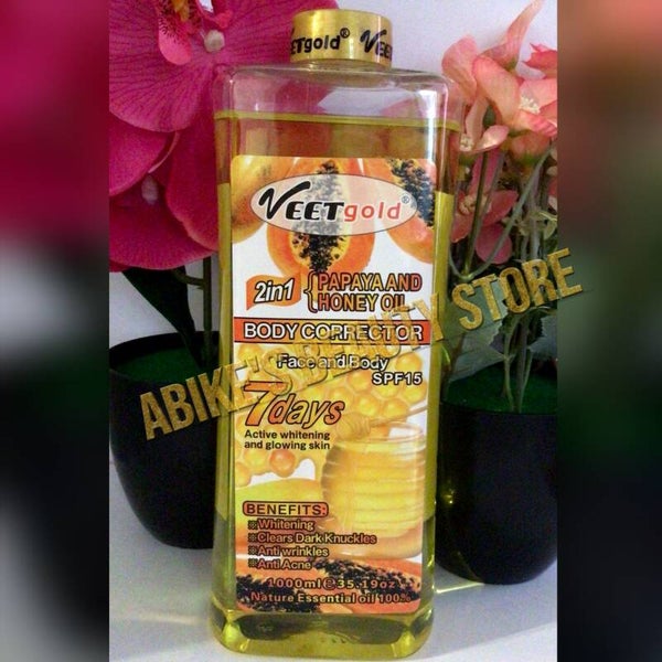 Veetgold Papaya and honey Whitening Face & Body Corrector Oil SPF15 1000ml