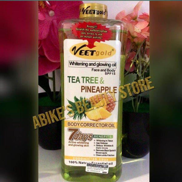 VeetGold Tea Tree & Pineapple Whitening Face & Body Corrector Oil SPF15 1000ml