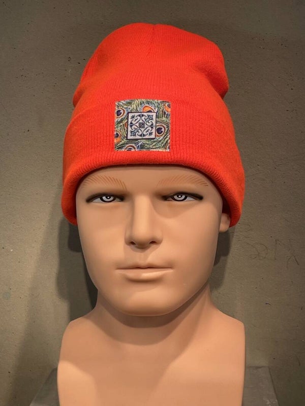 Beanie - orange - front & back