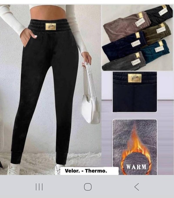Spodnie welurowe ocieplane