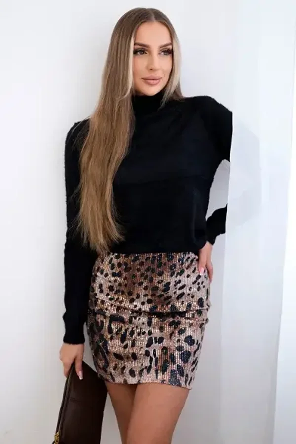 Spódniczka cekinowa camelowa