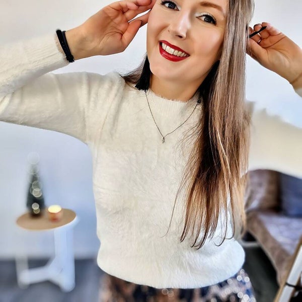 Sweter z włosem alpaka ecru