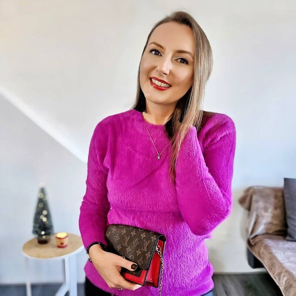 Sweter z włosem alpaka ciemny fioletowy