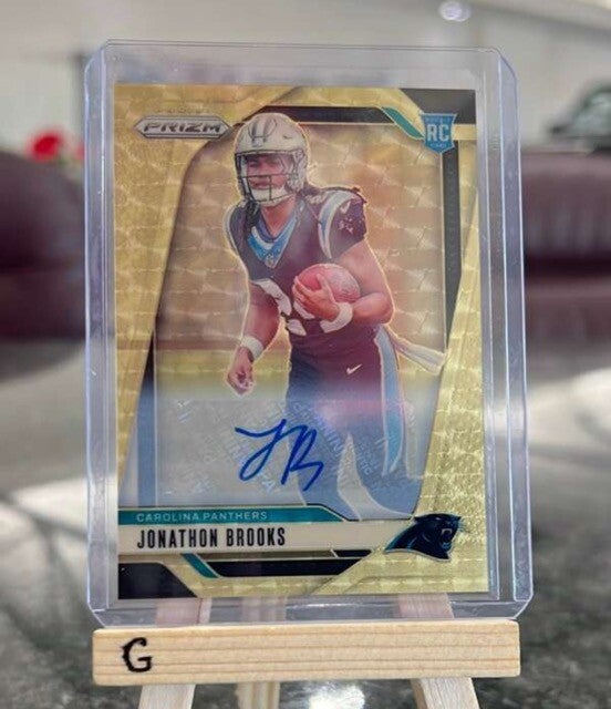 2024 Panini Prizm Jonathan Brooks Gold Vinyl Rookie Auto /5!