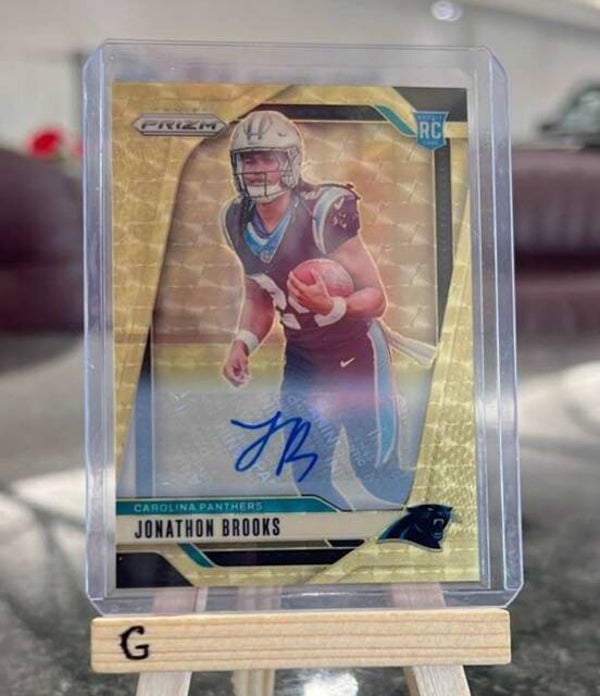 2024 Panini Prizm Jonathan Brooks Gold Vinyl Rookie Auto /5!