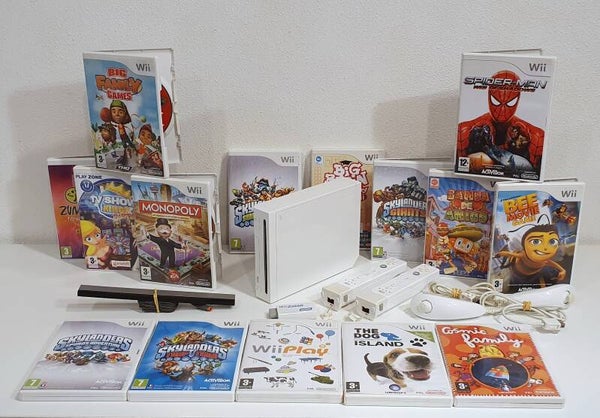 Nintendo Wii Bundel – Compleet met 2 Controllers, 15 Spellen & HDMI Converter